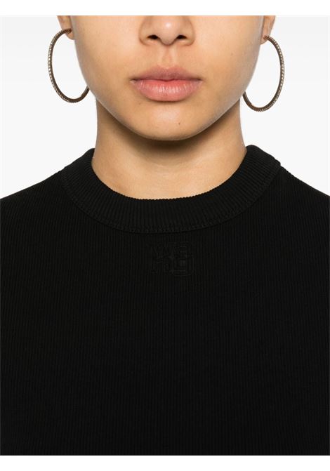 Black logo-embossed cropped top - women ALEXANDER WANG | 4CC2241468001